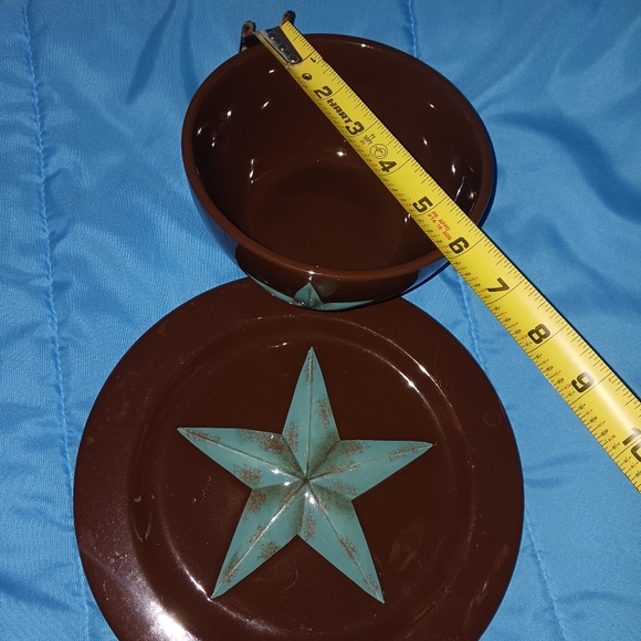 Cayon Star Serving Platter and Bowl 🥣Color Brown and Turquoise  Good Condition - Picture 3 of 5